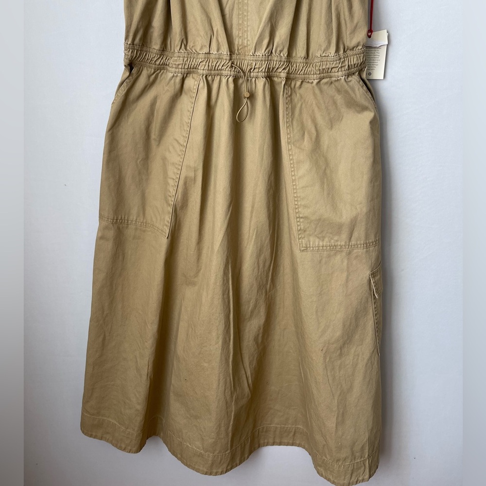 Tan Drawstring Utility Dress Large - Picture 4 of 11